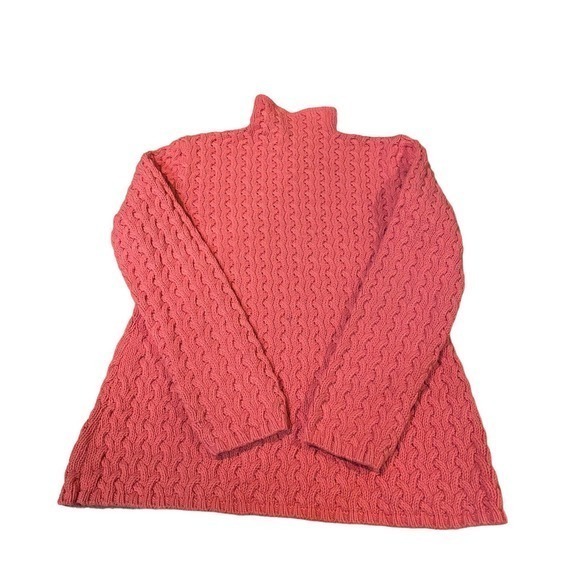 Vintage Liz Claiborne Pink Cable Knit V-Neck Collard Sweater Xlarge - Picture 2 of 4